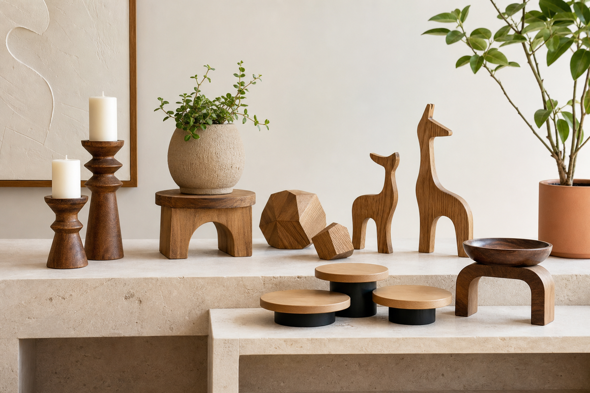 Wooden Plant Stands for Lifestyle Retail Assortments
