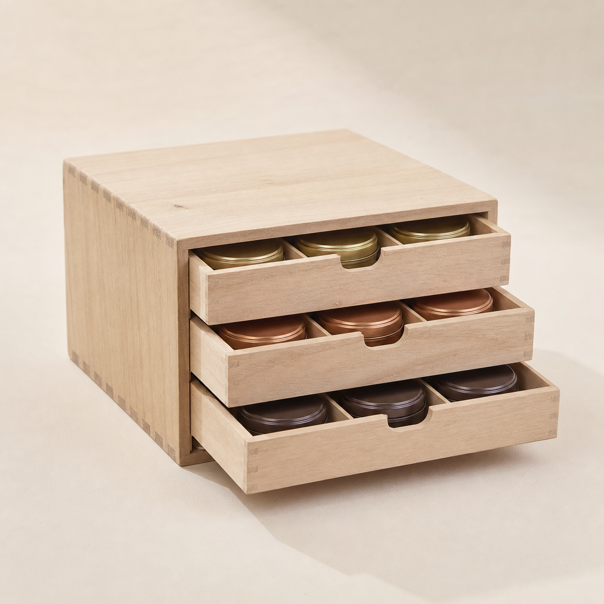 Sliding Drawer Tea Sampler Box - CHUANRUI custom wood product