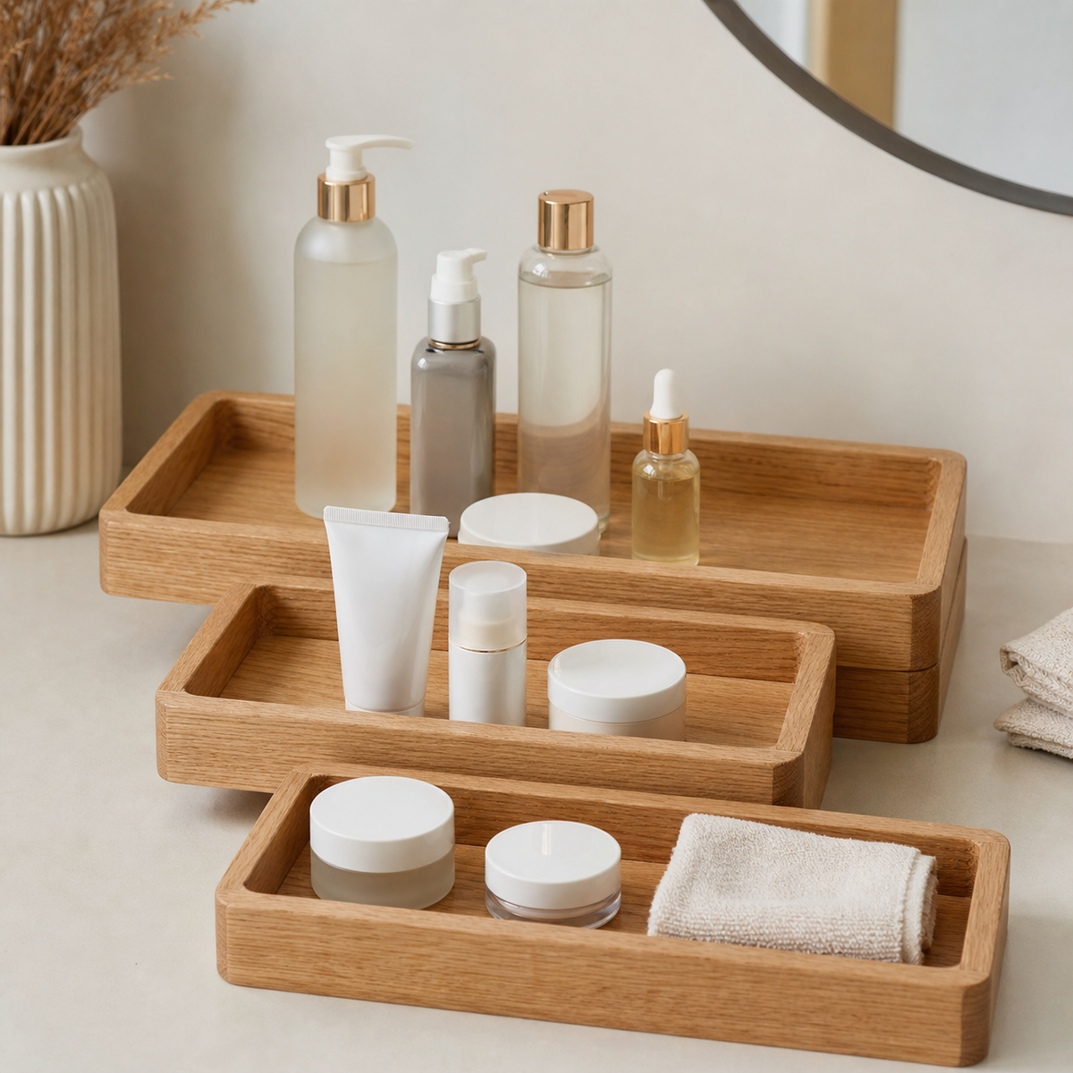 Nesting Cosmetics Tray Set - CHUANRUI custom wood product