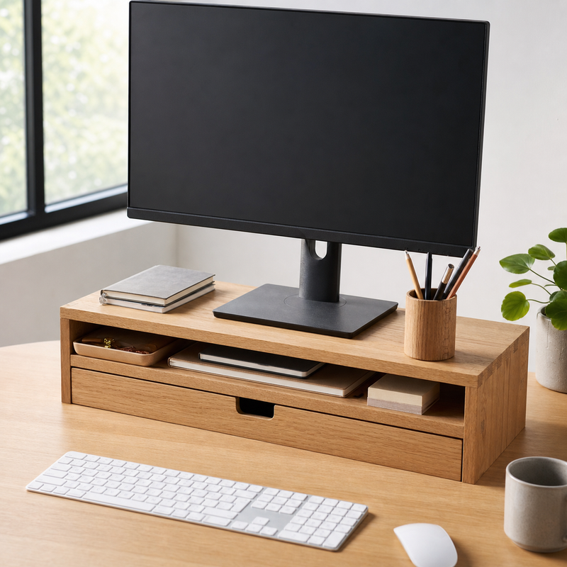 Wooden Monitor Shelf