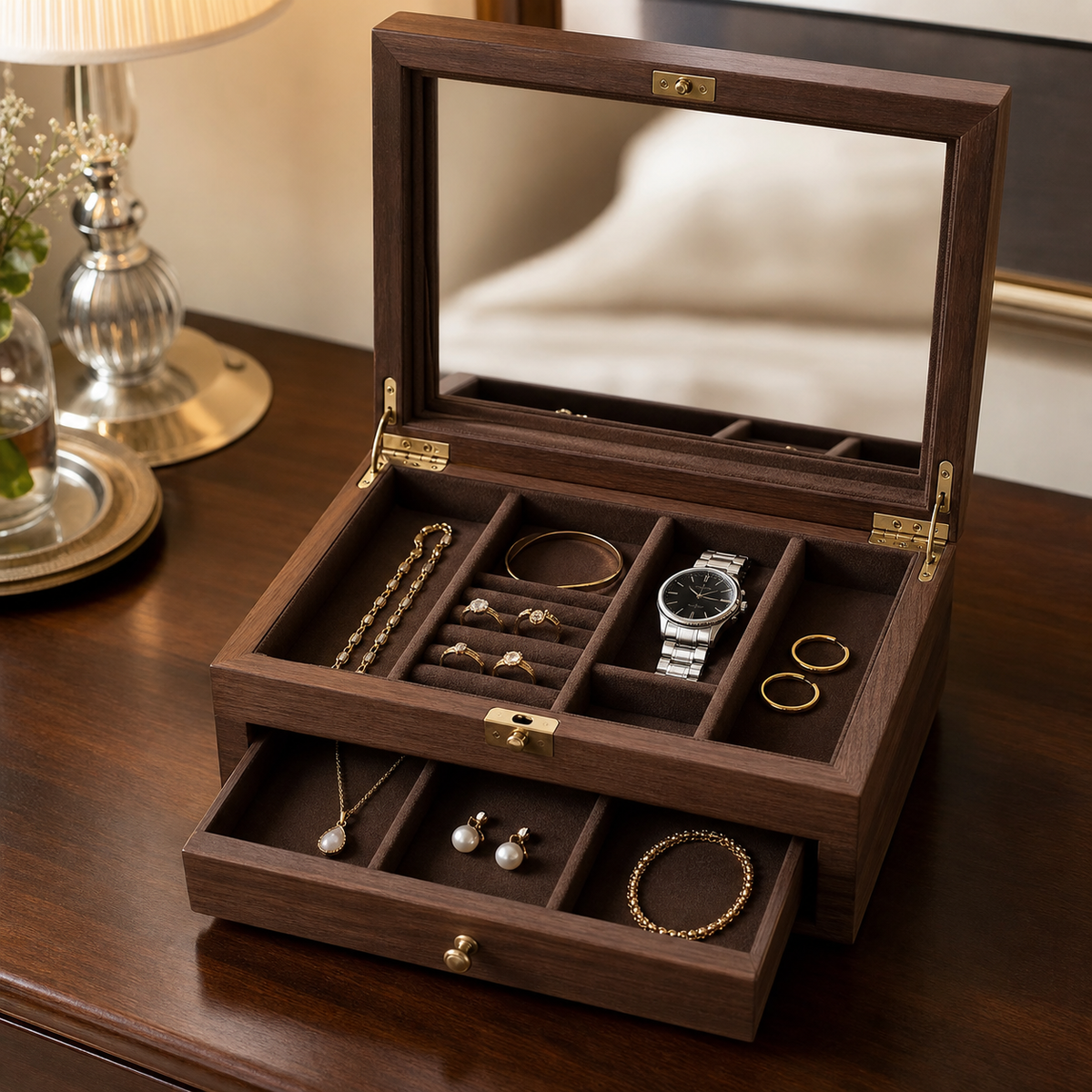 Jewelry Valet Storage Box - CHUANRUI custom wood product