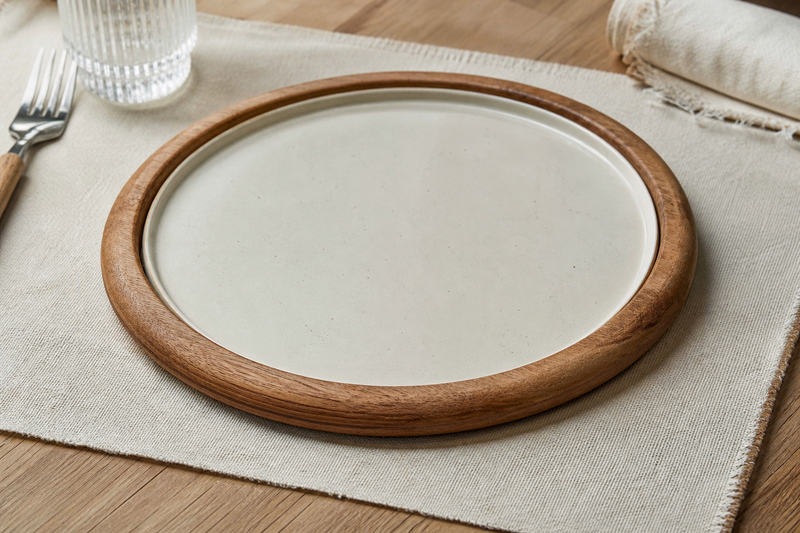 Ceramic Insert Wooden Plate