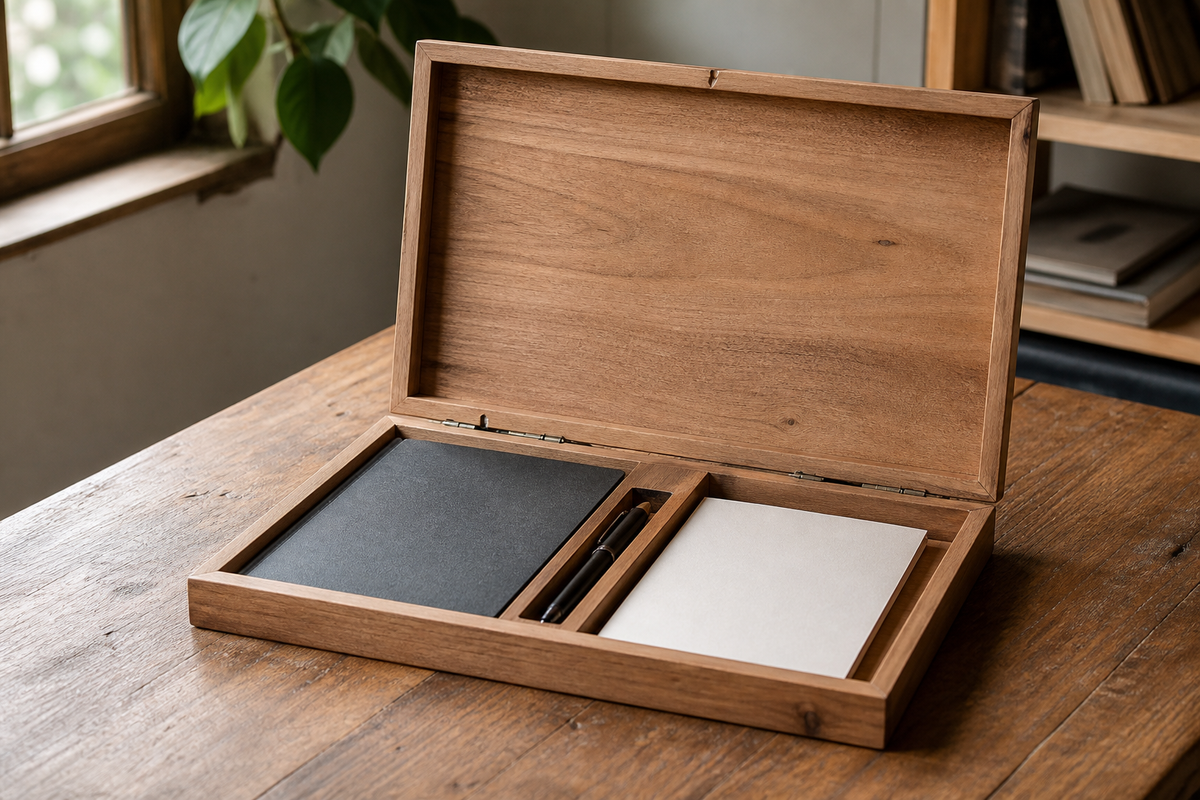 Hinged Stationery Gift Box - CHUANRUI custom wood product