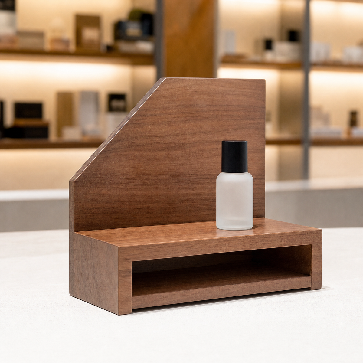 Retail Counter Riser Logo Block - CHUANRUI custom wood product
