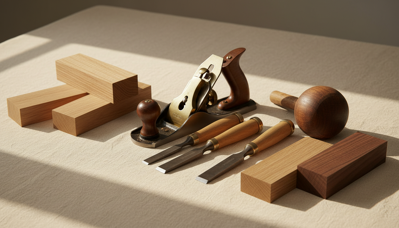 Traditional woodworking tools and timber — precision craftsmanship at ChuanruiCraft
