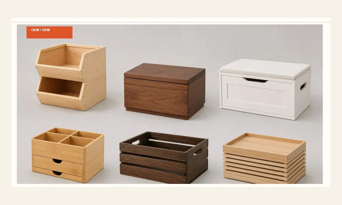 Wooden storage boxes and organizers from Chuanrui catalog