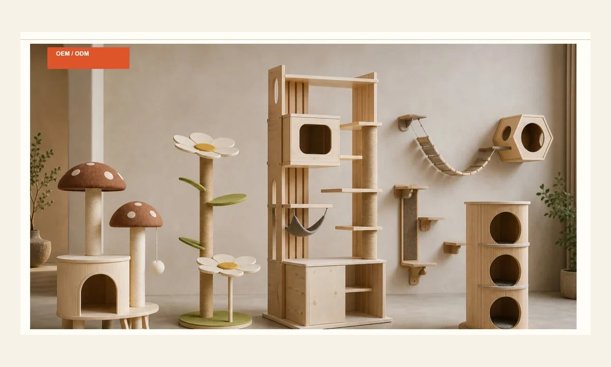 Wooden pet furniture and cat trees from Chuanrui catalog