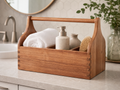 Wholesale wooden bathroom organizer caddy in natural wood, CHUANRUI factory product photography