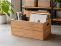 Wholesale wooden book and record storage box in natural wood, CHUANRUI factory product photography