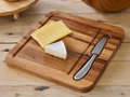 Wholesale acacia cheese board with knife slot in natural wood, CHUANRUI factory product photography