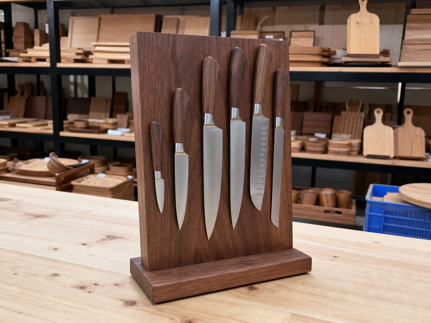 Wholesale magnetic wooden knife block in natural wood, CHUANRUI factory product photography