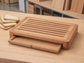 Wholesale wooden bread board with crumb tray in natural wood, CHUANRUI factory product photography