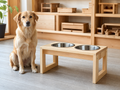 Wholesale elevated wooden dog feeder station in natural wood, CHUANRUI factory product photography