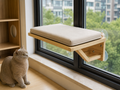 Wholesale window mounted wooden cat perch in natural wood, CHUANRUI factory product photography