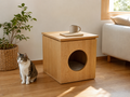 Wholesale wooden cat house side table in natural wood, CHUANRUI factory product photography