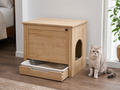 Wholesale wooden cat litter cabinet in natural wood, CHUANRUI factory product photography