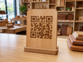 Wholesale custom qr code wooden sign in natural wood, CHUANRUI factory product photography