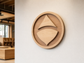 Wholesale layered wooden wall logo sign in natural wood, CHUANRUI factory product photography