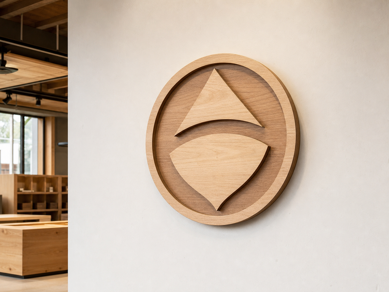 Layered Wooden Wall Logo Sign