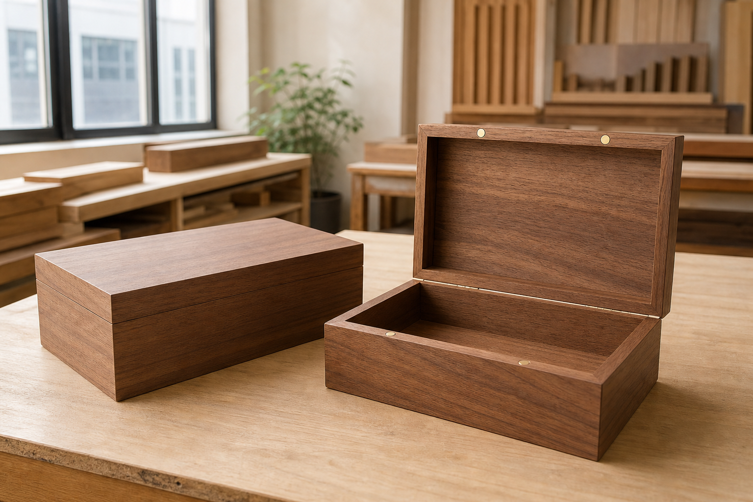 Wholesale magnetic closure wooden gift box in natural wood, CHUANRUI factory product photography