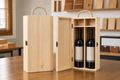 Wholesale two-bottle wooden wine box in natural wood, CHUANRUI factory product photography