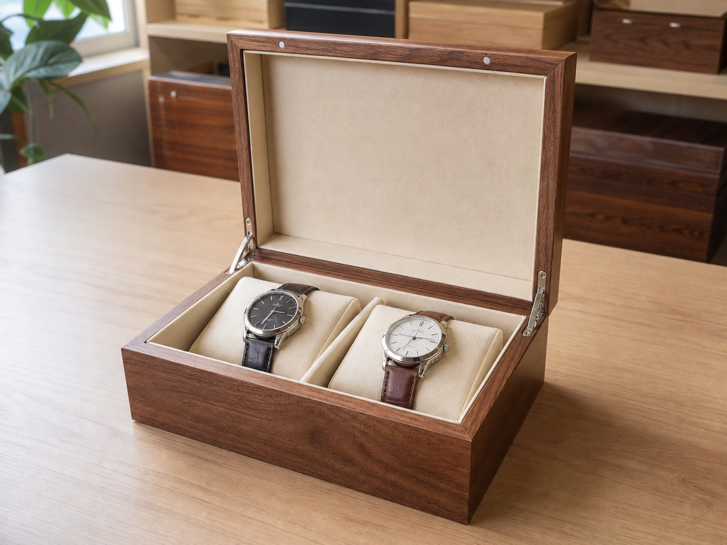 Wholesale wooden watch presentation box in natural wood, CHUANRUI factory product photography